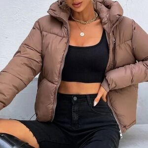 Luxe cozy warm zipper hooded puffer jacket